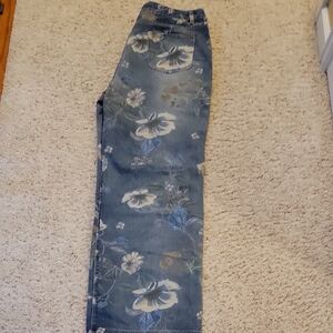 Floral Patterned Jeans High Waist